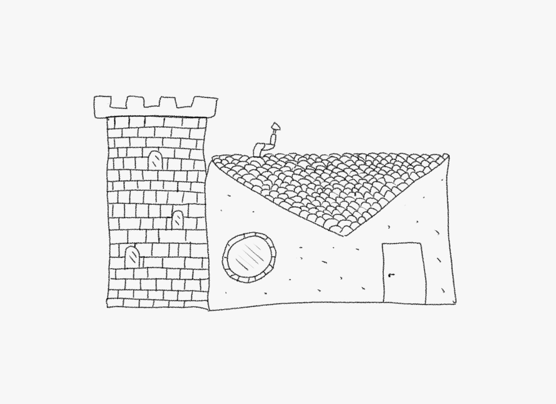 Illustration of a castle and a letter